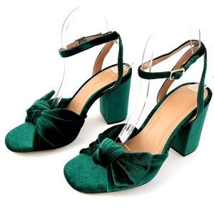 J Crew Green Velvet Heel size 8